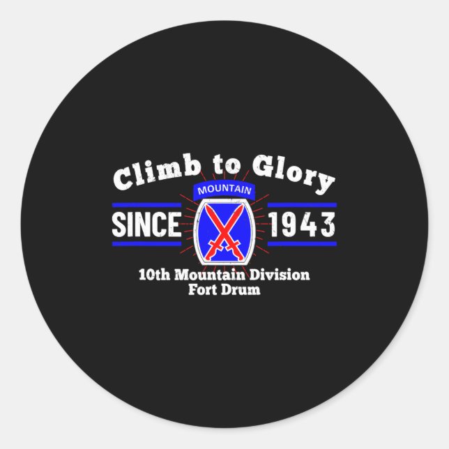 Fort Drum New York Ny 10th Mountain Di Veter  Classic Round Sticker (Front)