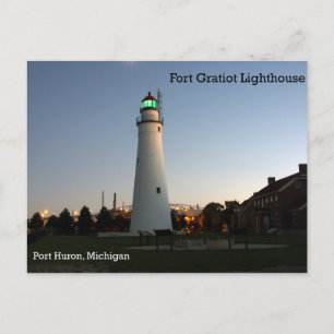Fort Gratiot Lighthouse dusk post card