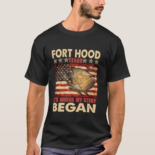 Fort Hood Texas USA Flag 4th Of July Long Sleeve T T-Shirt (Front)