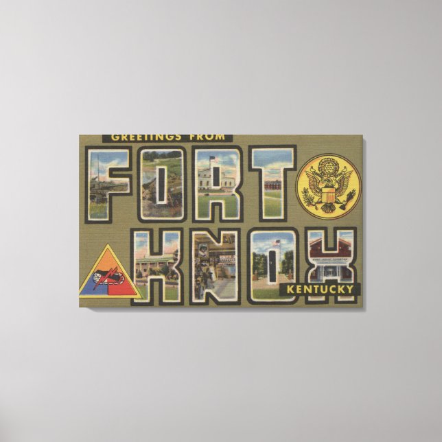 Fort Knox, Kentucky - Large Letter Scenes Canvas Print (Front)