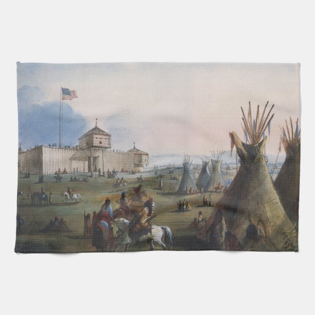 Fort Laramie, Sublette Fort, Fort William, Miller Tea Towel (Horizontal)