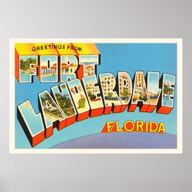 Fort Lauderdale #2 Florida FL Old Travel Souvenir Poster (Front)