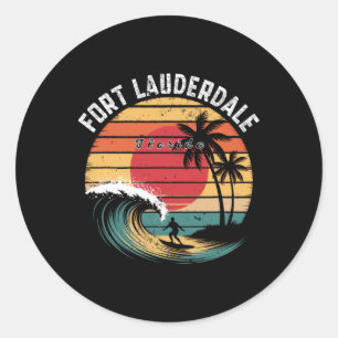 Fort Lauderdale Beach Florida Beach Surfing Classic Round Sticker