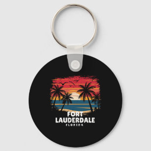 Fort Lauderdale Beach Florida Surfboarder Palm Tre Key Ring