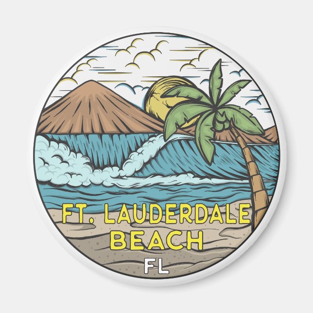 Fort Lauderdale Beach Florida Vintage  Magnet (Front)