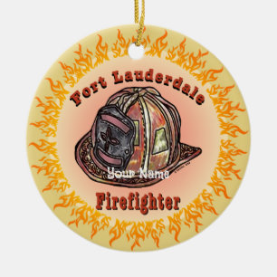 Fort Lauderdale Firefighter  Ceramic Tree Decoration