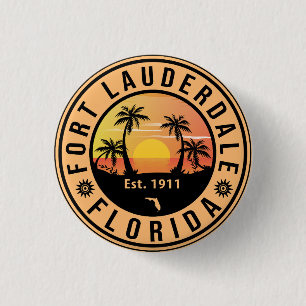 Fort Lauderdale Florida Beach Retro Sunset 60s 3 Cm Round Badge