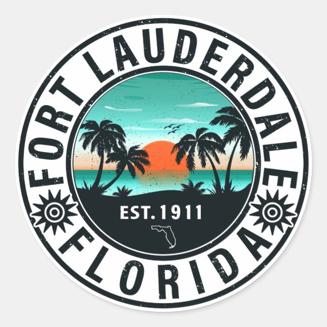 Fort Lauderdale Florida Beach Tropical Souvenirs Classic Round Sticker (Front)