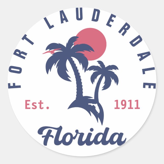 Fort Lauderdale Florida Beach Tropical Souvenirs Classic Round Sticker (Front)