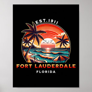 Fort Lauderdale Florida Beach Vintage  Poster