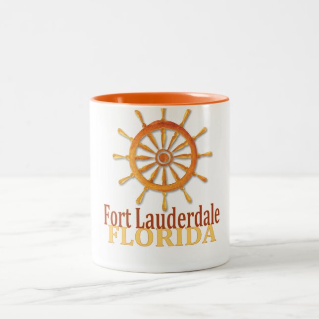 Fort Lauderdale Florida captain's wheel coffee mug (Center)