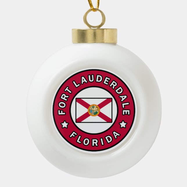 Fort Lauderdale Florida Ceramic Ball Christmas Ornament (Front)