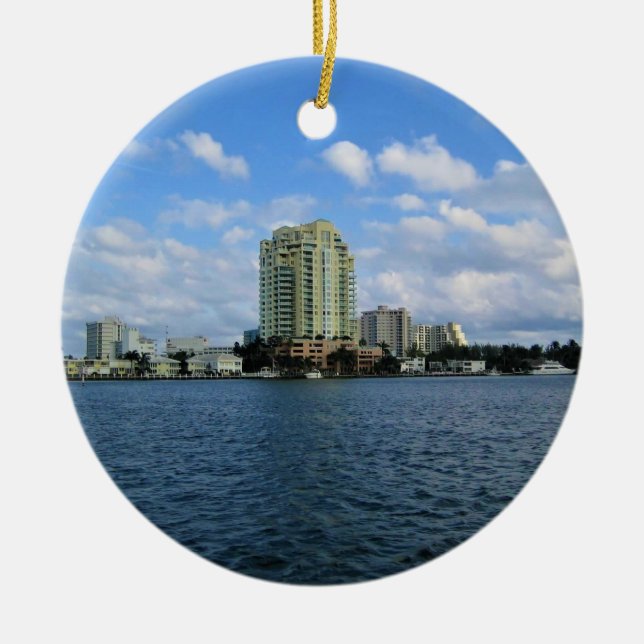 Fort Lauderdale, Florida Ceramic Tree Decoration (Front)