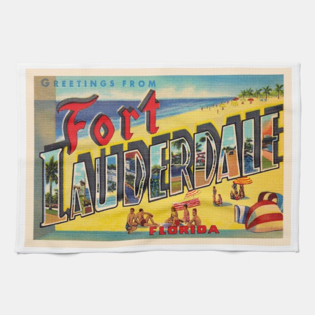 Fort Lauderdale Florida FL Large Letter Postcard Tea Towel (Horizontal)