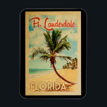 Fort Lauderdale Florida Palm Tree Beach Vintage Magnet<br><div class="desc">Fort Lauderdale Florida design in Vintage Travel style featuring a palm tree on the beach with ocean and sky.</div>