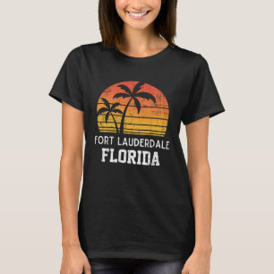Fort Lauderdale Florida Retro Palms Vintage Sunset T-Shirt