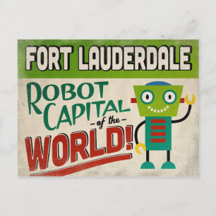 Fort Lauderdale Florida Robot - Funny Vintage Postcard