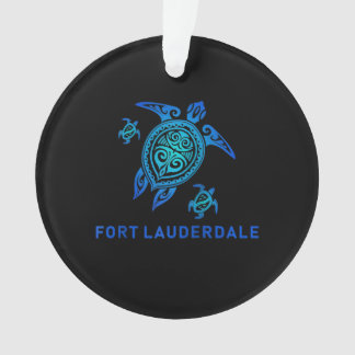 Fort Lauderdale Florida Sea Blue Tribal Turtle Ornament