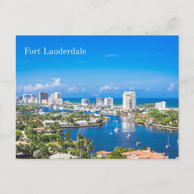 Fort Lauderdale, Florida Summer City View Postcard (Front)