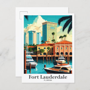 Fort Lauderdale Florida Travel Illustration Postcard