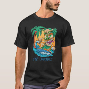 Fort Lauderdale Florida Vacation Surfing Tiki Man  T-Shirt