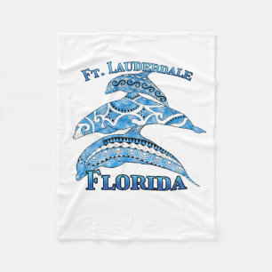 Fort Lauderdale Florida Vacation Tribal Dolphins Fleece Blanket