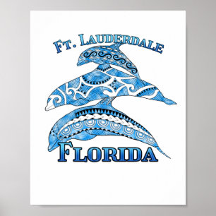 Fort Lauderdale Florida Vacation Tribal Dolphins Poster