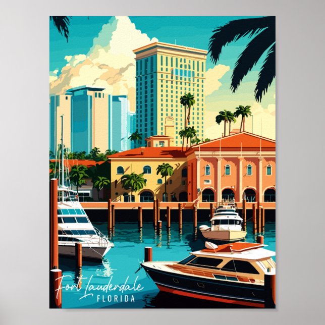 Fort Lauderdale Florida vintage travel Poster (Front)