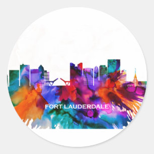 Fort Lauderdale Skyline Classic Round Sticker