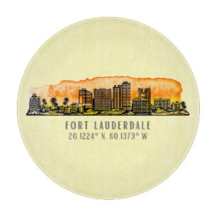 Fort Lauderdale Skyline & Coordinates Cutting Board