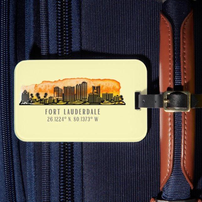 Fort Lauderdale Skyline & Coordinates  Luggage Tag (Front Insitu 4)
