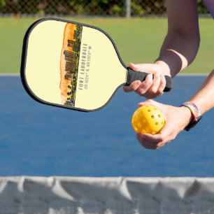 Fort Lauderdale Skyline & Coordinates Pickleball Paddle