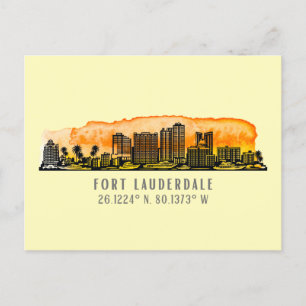 Fort Lauderdale Skyline & Coordinates Postcard