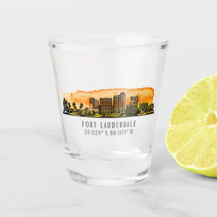 Fort Lauderdale Skyline & Coordinates Shot Glass