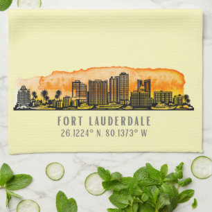 Fort Lauderdale Skyline & Coordinates Tea Towel