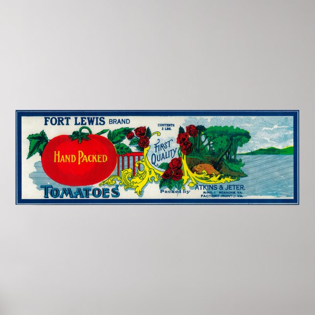 Fort Lewis Tomato LabelRoanoke, VA Poster (Front)