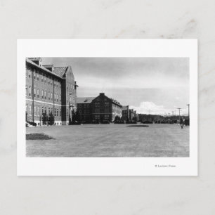 Fort Lewis, WA View of Barracks and Mt. Rainier Postcard