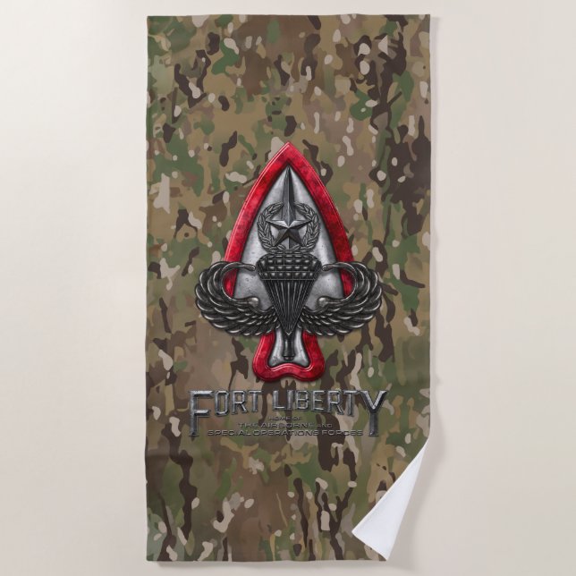 Fort Liberty Camo Beach Towel (Front)