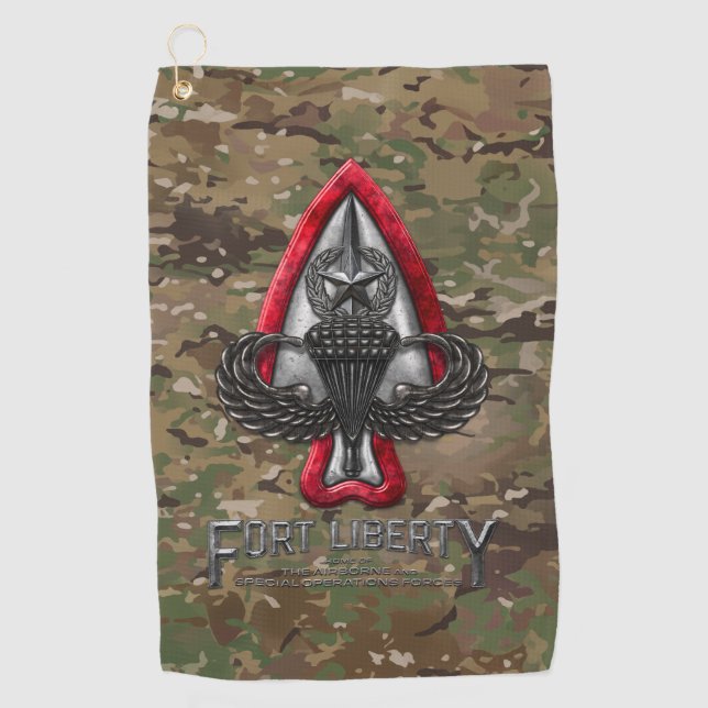 Fort Liberty Camo Golf Towel (Front)