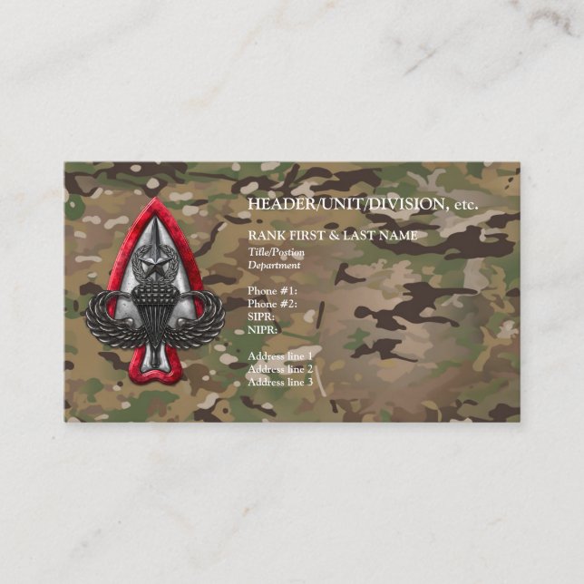 Fort Liberty Customisable Camo Business Card (Front)