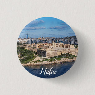 Fort Manoel and Sliema from Valletta, Malta 3 Cm Round Badge