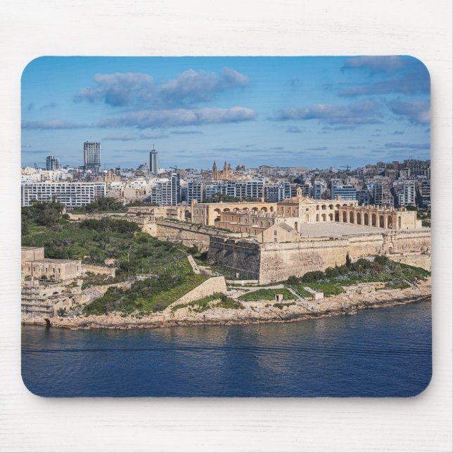 Fort Manoel and Sliema from Valletta, Malta Mouse Mat (Front)