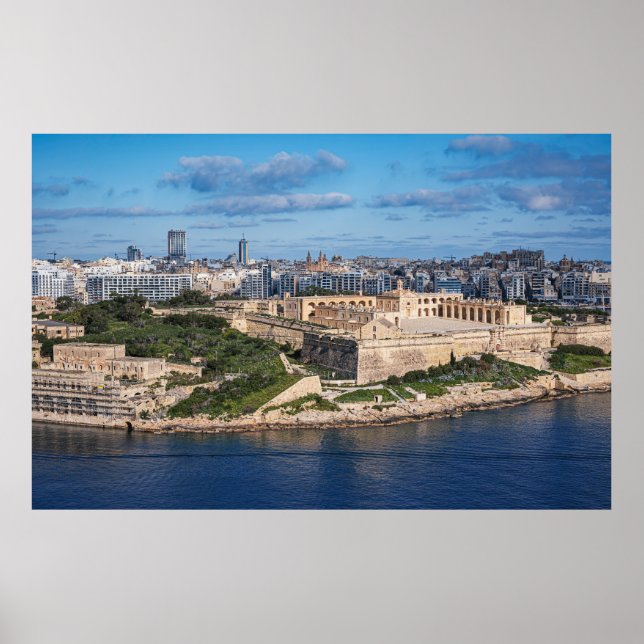 Fort Manoel and Sliema from Valletta, Malta Poster (Front)