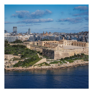 Fort Manoel and Sliema from Valletta, Malta Poster