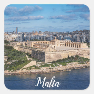 Fort Manoel and Sliema from Valletta, Malta Square Sticker