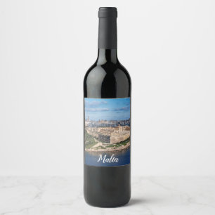 Fort Manoel and Sliema from Valletta, Malta Wine Label