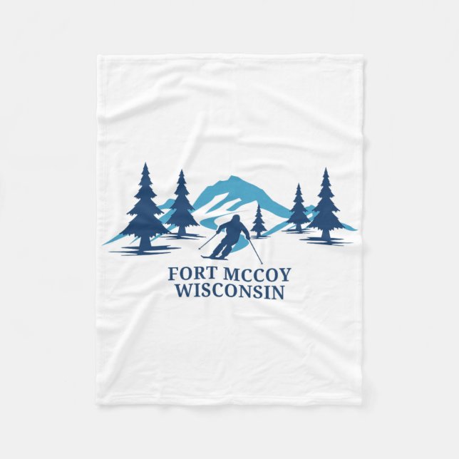 Fort Mccoy Wisconsin Ski Resort Skiing Skier  Fleece Blanket (Front)