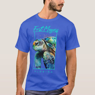 Fort Meyers Florida Watercolor Sea Turtle Portrait T-Shirt