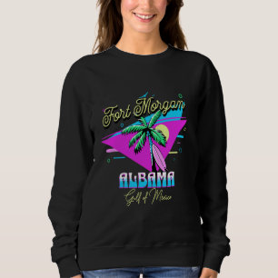 Fort Morgan Alabama Palm Tree 80s Gulf of Mexico S Sweatshirt