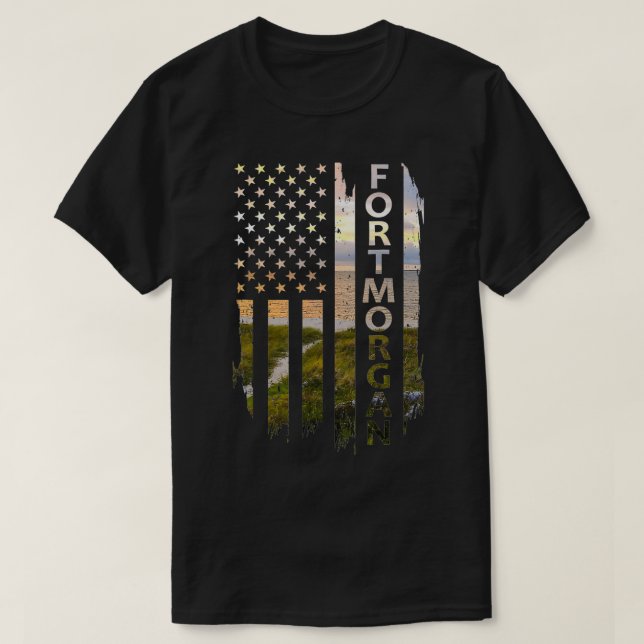 Fort Morgan Alabama Summer Sunset American Flag Pa T-Shirt (Design Front)